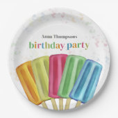 Geburtstagsparty - farbenfrohe Popularitäten Pappteller (Vorderseite)