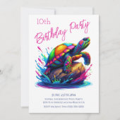 Geburtstagsparty - farbenfrohe Schildkrötenpanzer Einladung (Vorderseite)