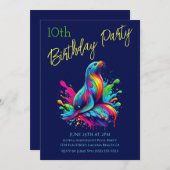 Geburtstagsparty - farbenfrohe Seelenschwalbe Einladung (Vorne/Hinten)