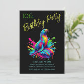 Geburtstagsparty - farbenfrohe Seelenschwalbe Einladung (Stehend Vorderseite)