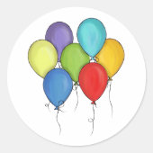 Geburtstagsparty feiert Wasserfarbenballons Runder Aufkleber (Vorderseite)