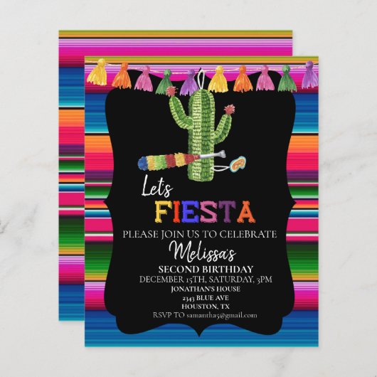 Geburtstagsparty Fiesta Piñata Mexiko (Vorne/Hinten)