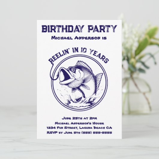 Geburtstagsparty-Fisch Einladung (Stehend Vorderseite)
