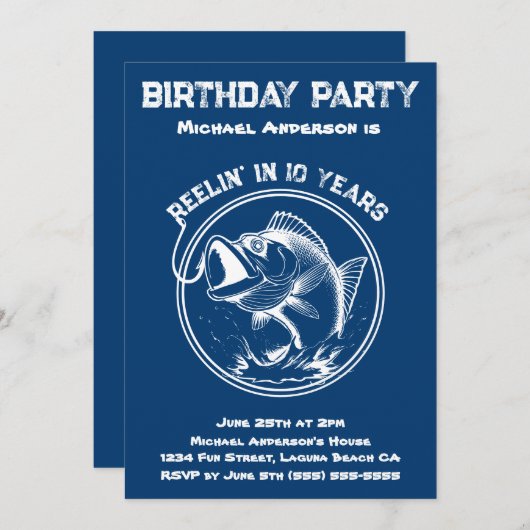 Geburtstagsparty-Fisch Einladung (Vorne/Hinten)