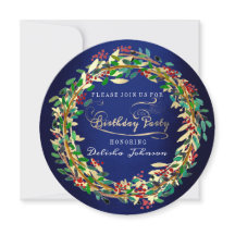 Geburtstagsparty Floral Elegant Blue Navy Green Go