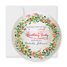 Geburtstagsparty Floral Elegant Elfenbeinrot Grün 