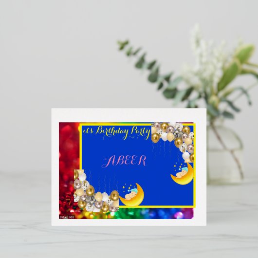 Geburtstagsparty Folie Einladungspostkarte (Stehend vorne)