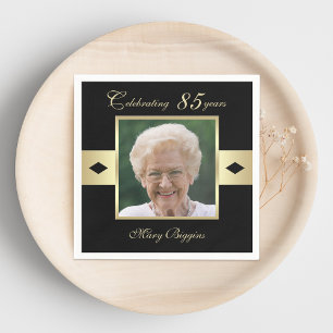 Geburtstagsparty-Foto auf dem Black Paper Serviette