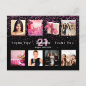 Geburtstagsparty Foto Collage Black Danke Postkarte (Vorderseite)