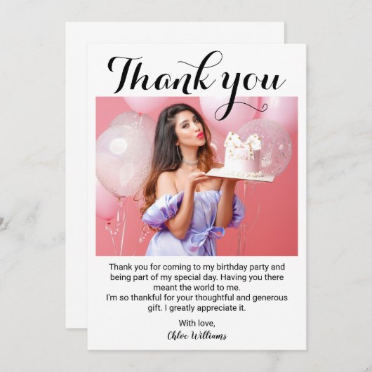 Geburtstagsparty Foto Dankeschön Karte (Vorne/Hinten)