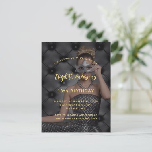 Geburtstagsparty Foto Einladungspostkarte (Stehend Vorderseite)