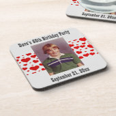 Geburtstagsparty Foto Gefallen Getränkeuntersetzer (Linke Seite)