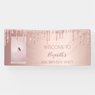 Geburtstagsparty Foto Rose Gold Empfang Banner
