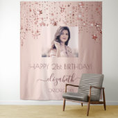 Geburtstagsparty Foto Rose Goldsterne rosa Wandteppich (Beispiel)