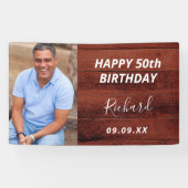 Geburtstagsparty Foto rustikales Braun Banner (Horizontal)