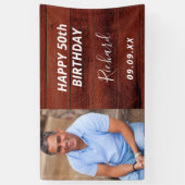 Geburtstagsparty Foto rustikales Braun Banner (Vertikal)