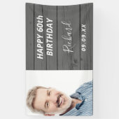 Geburtstagsparty Foto rustikales Holz grau Banner (Vertikal)