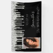 Geburtstagsparty Foto Schwarz-Glitzer-Glanz Banner (Vertikal)