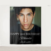 Geburtstagsparty Foto Schwarz-Weiß Hintergrund Wandteppich (Vorderseite)