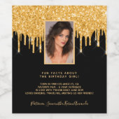 Geburtstagsparty Foto Schwarzer Glitzer Goldspass Weinetikett (Einzelnes Label)