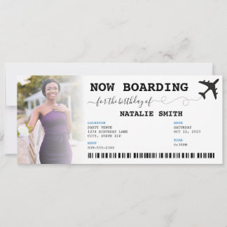 Geburtstagsparty Foto Urlaub Boarding Pass Einladung