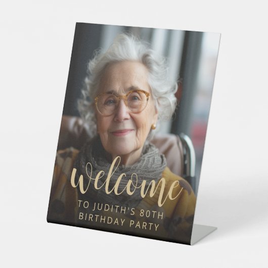 Geburtstagsparty Foto Willkommen Sockelschild (Vorderseite)