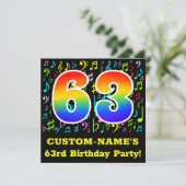 Geburtstagsparty: Fun Music Symbols, Rainbow 63 Einladung (Stehend Vorderseite)