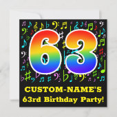 Geburtstagsparty: Fun Music Symbols, Rainbow 63 Einladung (Vorderseite)
