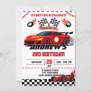 Geburtstagsparty für Custom Race Car Einladung