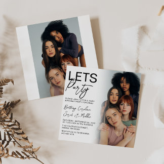 Geburtstagsparty für doppelseitige Fotos Einladung
