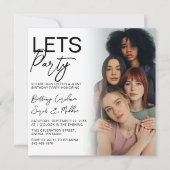 Geburtstagsparty für doppelseitige Fotos Einladung (Vorderseite)