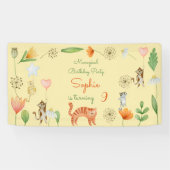 Geburtstagsparty für Katzen und Blume Banner (Horizontal)
