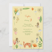 Geburtstagsparty für Katzen und Blume Einladung (Vorderseite)