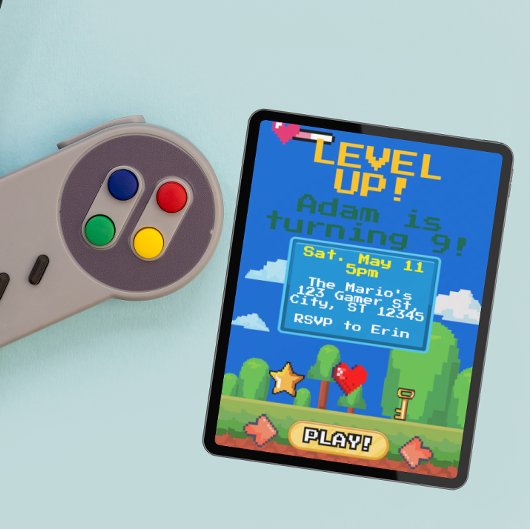 Geburtstagsparty für Level Up-Gamer Einladung