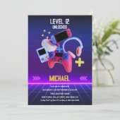 Geburtstagsparty für Videospiele Einladung (Stehend Vorderseite)