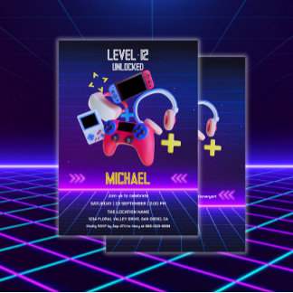 Geburtstagsparty für Videospiele Einladung