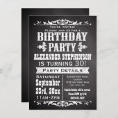 Geburtstagsparty für Vintages Schiefer Einladung (Vorne/Hinten)