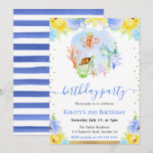 Geburtstagsparty für Wasserfarbenleute Einladung (Vorne/Hinten)