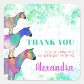 Geburtstagsparty für Ziegen Quadratischer Aufkleber (Vorderseite)