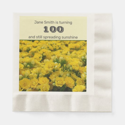 Geburtstagsparty Gelbe Blumen Feier Serviette (Vorderseite)