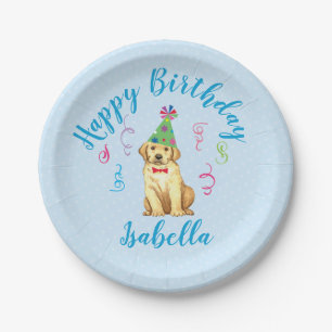 Geburtstagsparty-Gelbe Labrador Pappteller