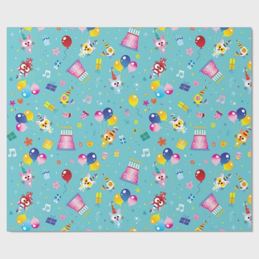 Geburtstagsparty Geschenkpapier (Flach)