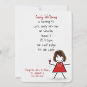 Geburtstagsparty Girl with Wine Einladung (Vorderseite)