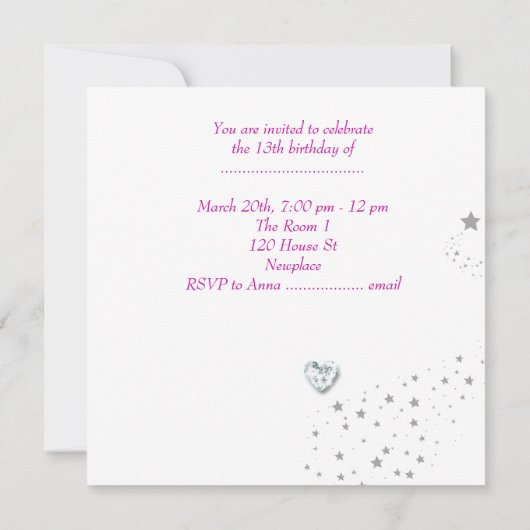 Geburtstagsparty Girls Lila Einladung (Rückseite)