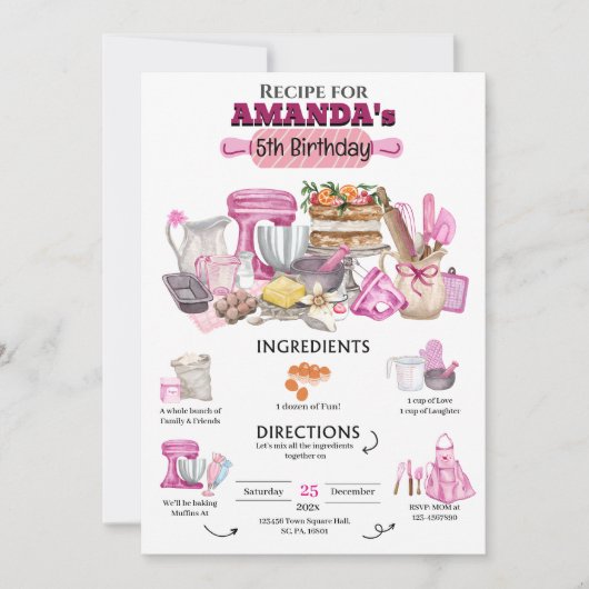 Geburtstagsparty Giro Kochen Geburtstagsparty Einladung (Vorderseite)