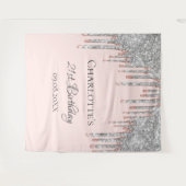 Geburtstagsparty Glitzer Rose Gold Wandteppich (Vorderseite (Horizontal))