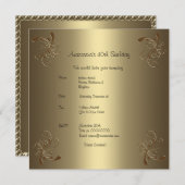 Geburtstagsparty Gold Floral 40. Einladung (Vorne/Hinten)