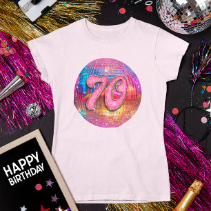 Geburtstagsparty Gold Pink Glitzer Disco Ball T-Shirt