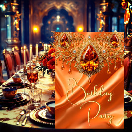 Geburtstagsparty Gold Silber Orange Juwel Einladung