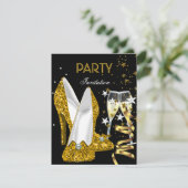 Geburtstagsparty Gold Yellow Shoes Einladung (Stehend Vorderseite)